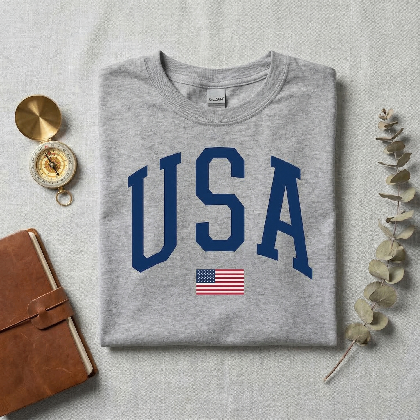 USA Collegiate Shirt | Vintage American Flag T-Shirt | Retro Patriotic Tee | 4th of July Outfit | Minimalist Americana Apparel