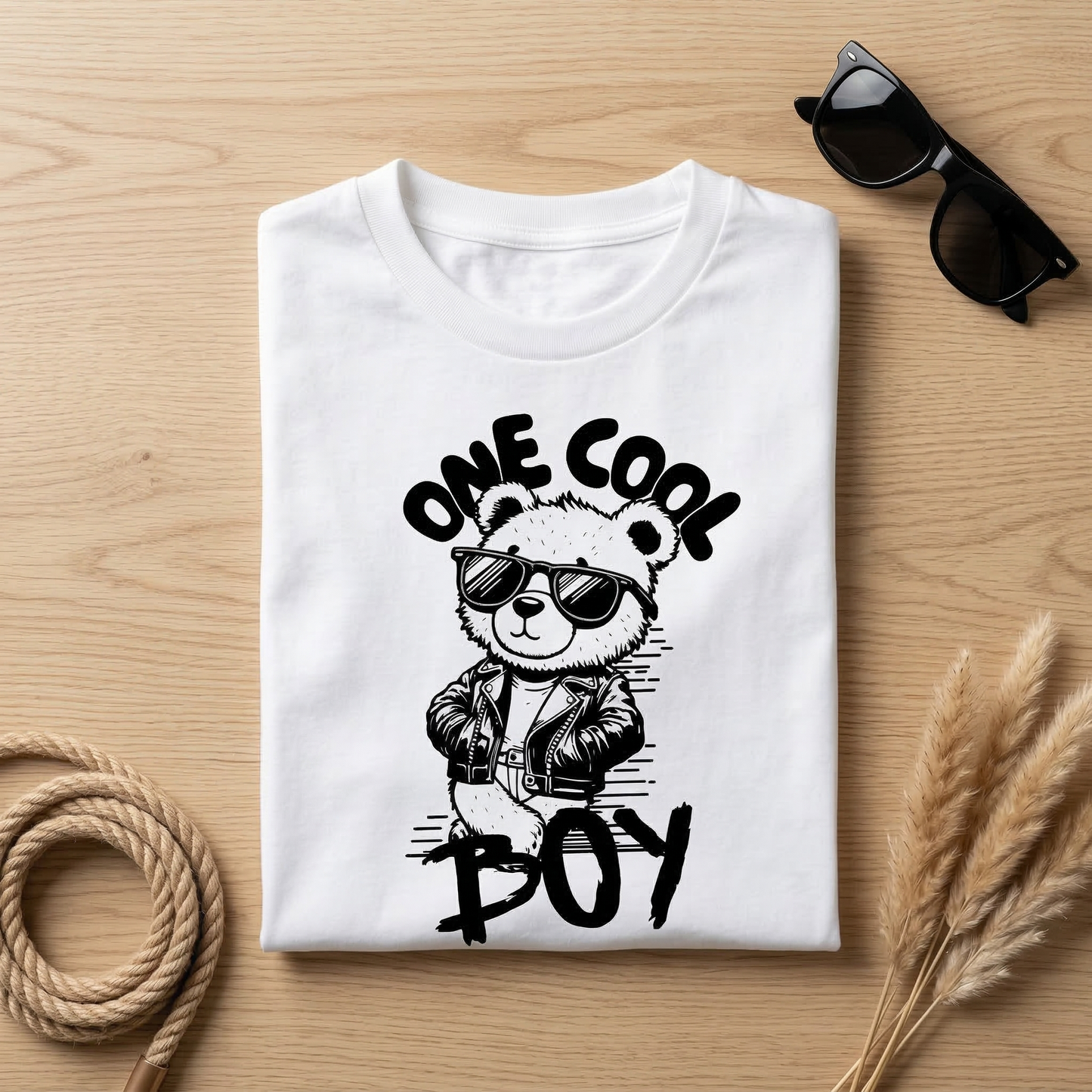 One Cool Boy Shirt, Cool Teddy Bear Toddler Tee, Kids Retro Graphic T-Shirt, Funny Boy Birthday Gift, Edgy Kids Clothes, Skater Bear Boy Top