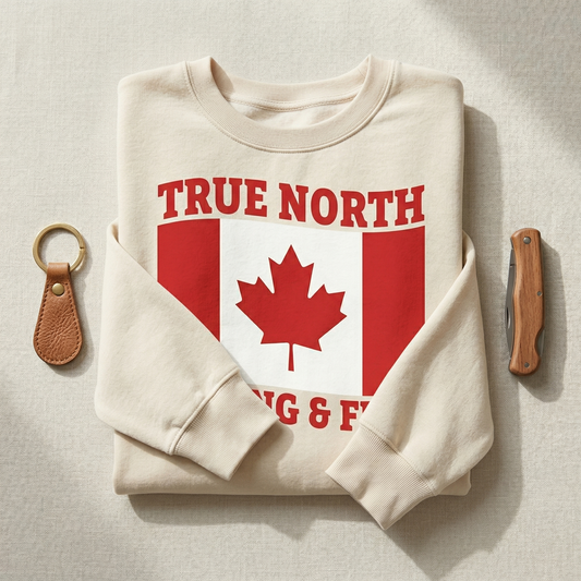 True North Strong and Free Hoodie, Custom Canada Flag Sweatshirt, Personalized Canadian Pride Sweater, Canada Day Outfit