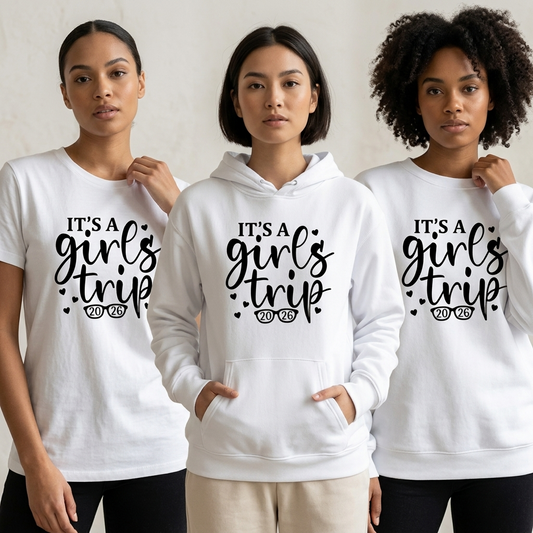 Custom It's a Girls Trip 2026 Shirt, Personalized Matching Girls Vacation Hoodie, Weekend Getaway Crewneck, Bachelorette Group Trip Tee