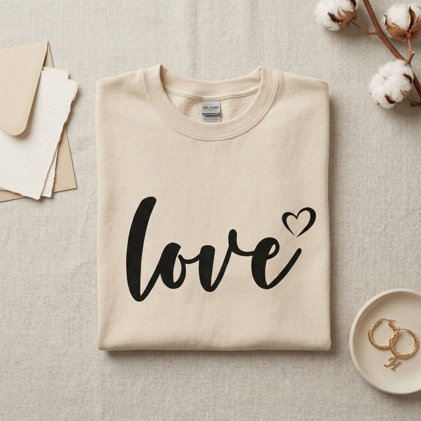 Minimalist Love Script T-Shirt, Hand-Lettered Heart Tee