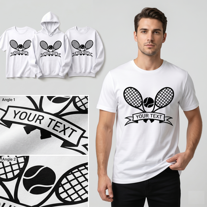 Custom Tennis T-Shirt, Personalized Tennis Racket tee with Name, Custom Team Sports Tee, Tennis Lover Gift, Personalized Tennis Player Shirt