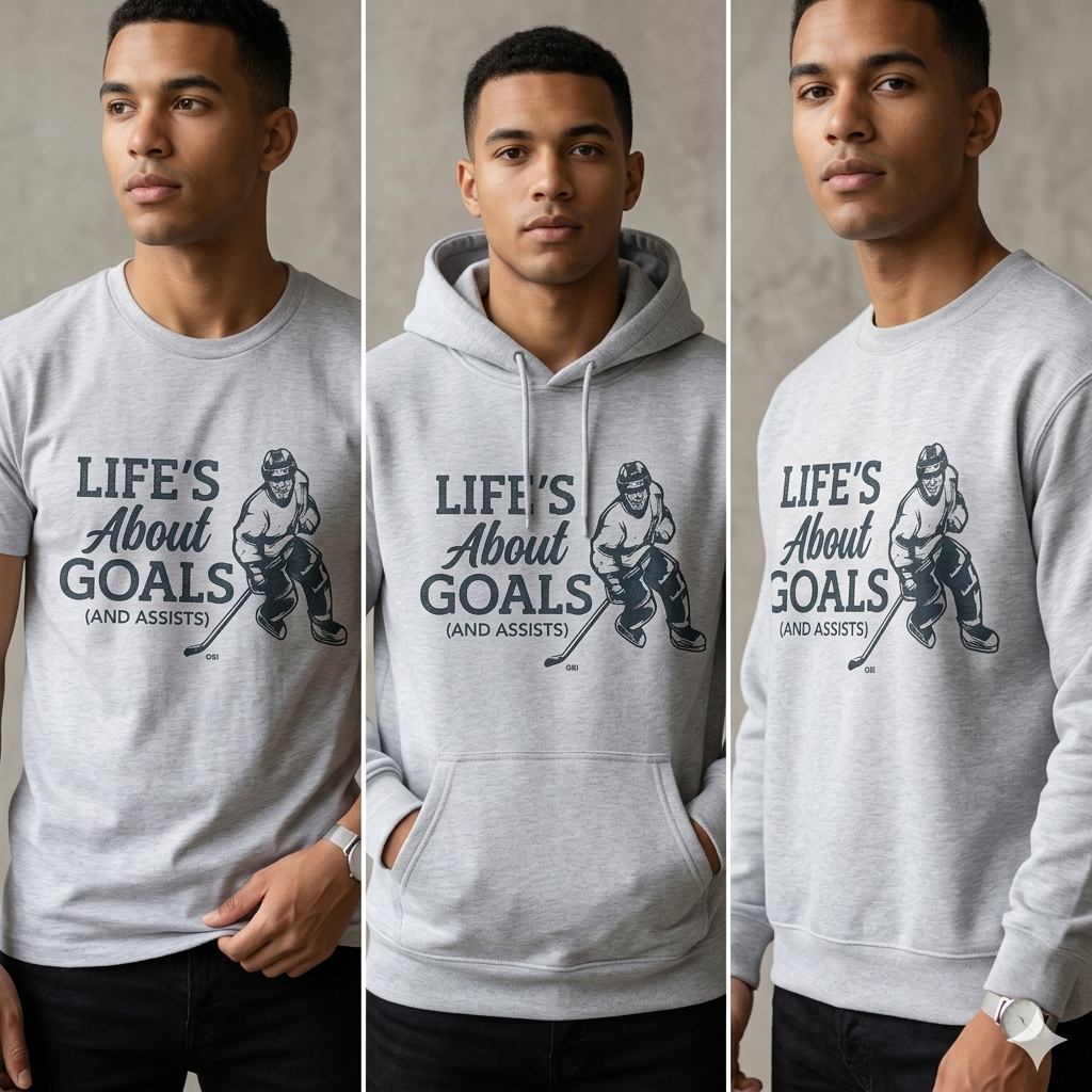 Custom Hockey Hoodie, Life's About Goals and Assists Sweatshirt, Personalized Hockey Player Gift, Custom Name Hockey Pullover