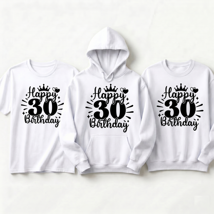 Custom Happy 30th Birthday Shirt, Personalized 30th Birthday Hoodie, Dirty 30 Sweatshirt, Custom Age Birthday Gift, Thirtieth Birthday Tee