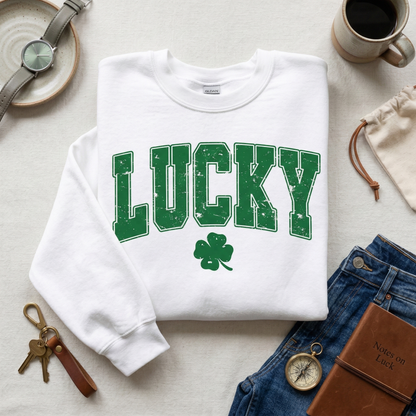 Vintage Style Lucky Shamrock Sweatshirt, St Patrick's Day Clover Crewneck
