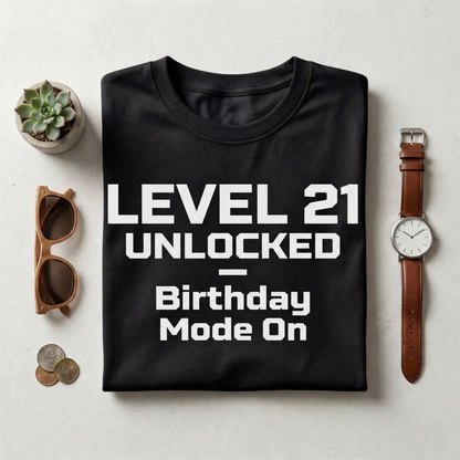 Custom Level 21 Unlocked Gamer Birthday Shirt, Personalized Video Game Tee