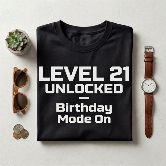 Custom Level 21 Unlocked Gamer Birthday Shirt, Personalized Video Game Tee