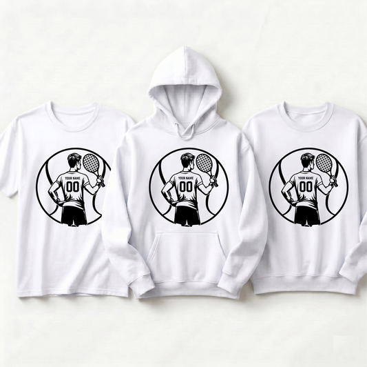 Custom Tennis Player Shirt, Personalized Name and Number Tennis Hoodie, Custom Team Sports Sweatshirt, Tennis Player Gift
