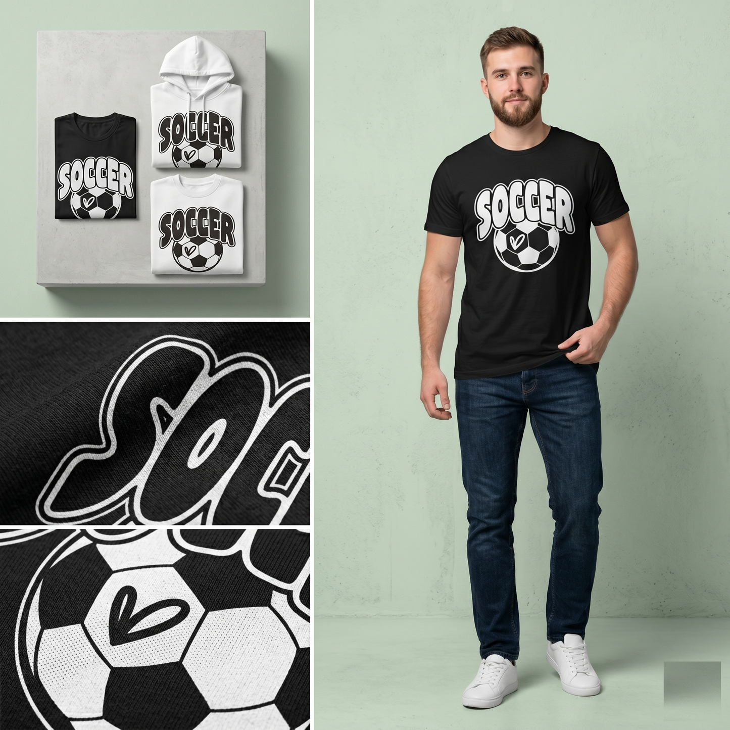 Personalized Soccer Mom Shirt - Retro Soccer Ball Heart Apparel - Custom Soccer Team Gift
