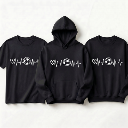 Soccer Heartbeat Shirt with Custom Name, Personalized Soccer Life Hoodie, Football Sweatshirt, Soccer Player Gift, Customized Team Apparel