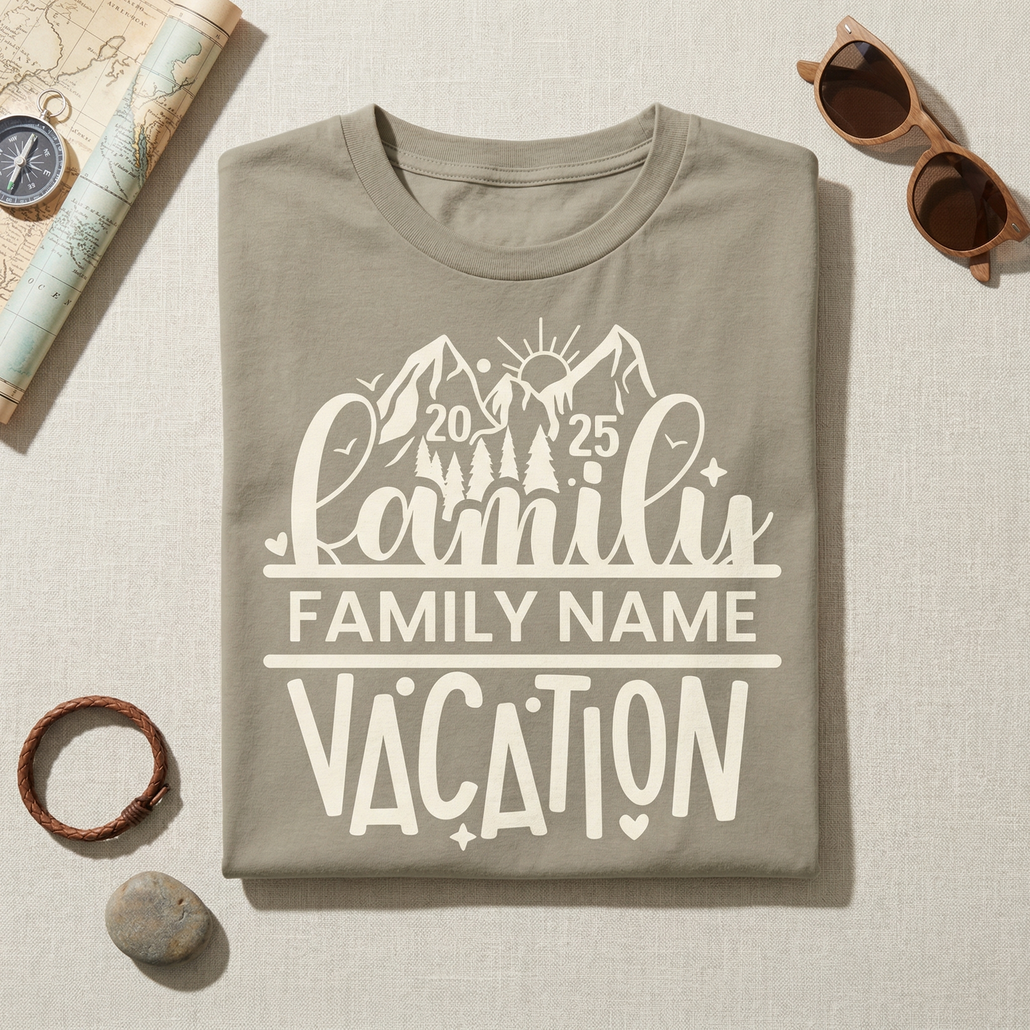 Custom Family Vacation Shirt, Mountain Trip Matching Family Tees, Personalized Family Name Vacation T-shirt, Retro Outdoorsy Group Shirt