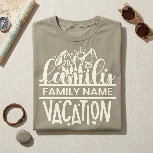 Custom Family Vacation Shirt, Mountain Trip Matching Family Tees, Personalized Family Name Vacation T-shirt, Retro Outdoorsy Group Shirt