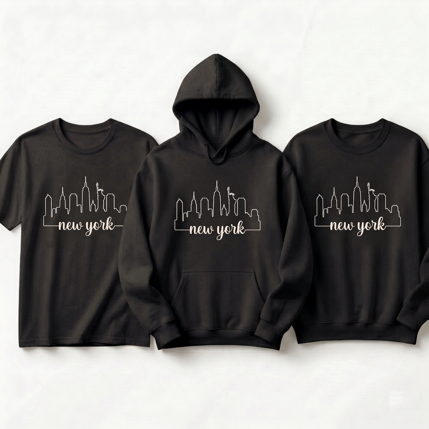 Custom New York City Skyline T-Shirt - Minimalist NYC Line Art Shirt - Personalized Statue of Liberty Graphic Tee - Custom City Name Apparel