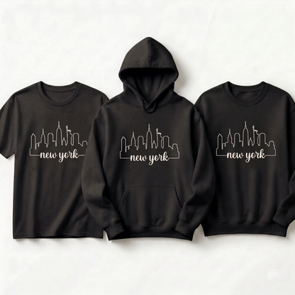 Custom New York City Skyline T-Shirt - Minimalist NYC Line Art Shirt - Personalized Statue of Liberty Graphic Tee - Custom City Name Apparel