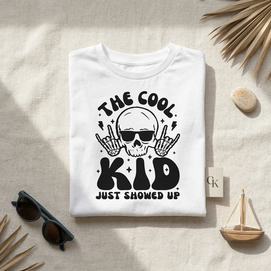 Cool Kid Skull T-Shirt – Funny Kids Graphic Tee, Rock Style Kids Shirt, Trendy Skull Sunglasses Tee, Unisex Kids Shirt, Gift for Cool Kids