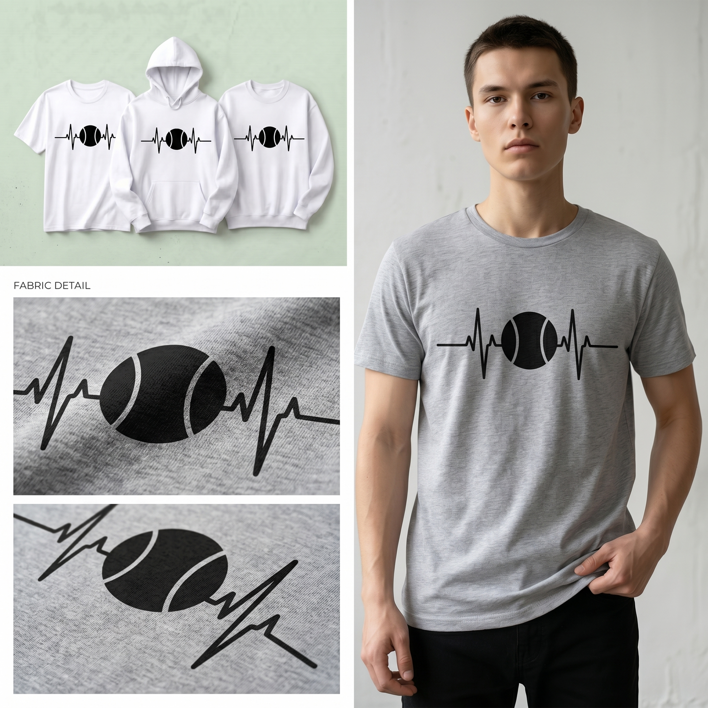 Custom Tennis Heartbeat Hoodie, Personalized Tennis Player Gift, Tennis Life Sweatshirt, Tennis Coach Gift, Matching Tennis Team Apparel