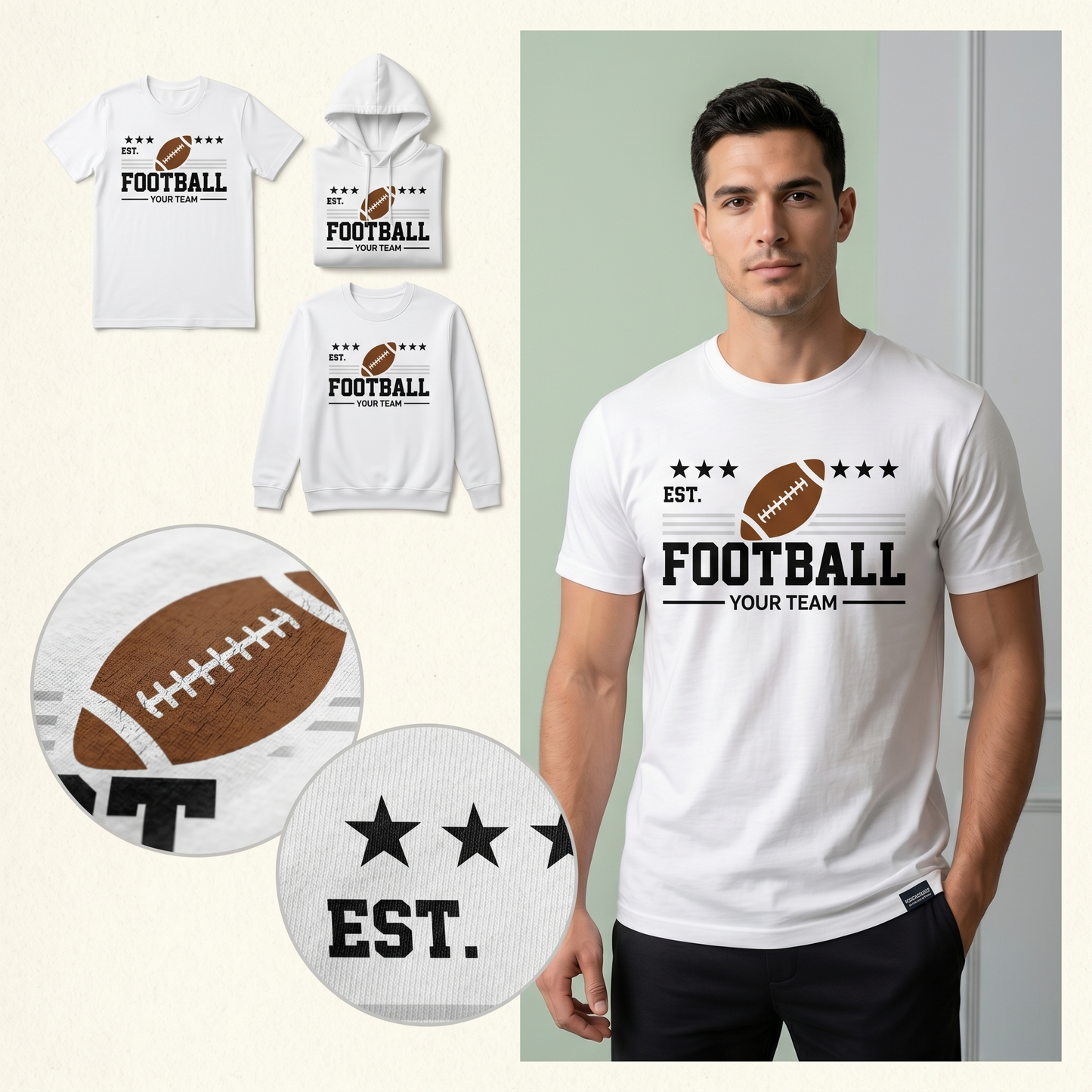 Custom Football Team Hoodie, Personalized Football Sweatshirt with Team Name, Est Year Football Shirt, Custom Sports Gift for Him