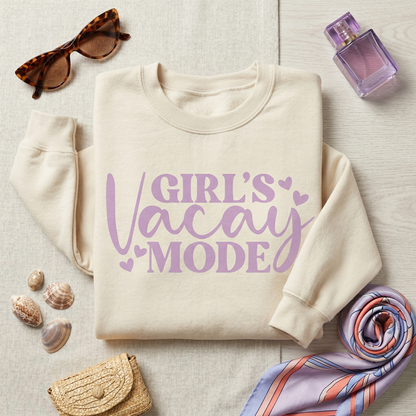 Custom Girls Vacay Mode Shirt, Matching Girls Trip Top, Beach Squad T-Shirt, Funny Vacation Gift, Personalized Travel Crew Tee