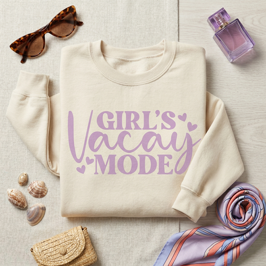 Custom Girls Vacay Mode Shirt, Matching Girls Trip Top, Beach Squad T-Shirt, Funny Vacation Gift, Personalized Travel Crew Tee
