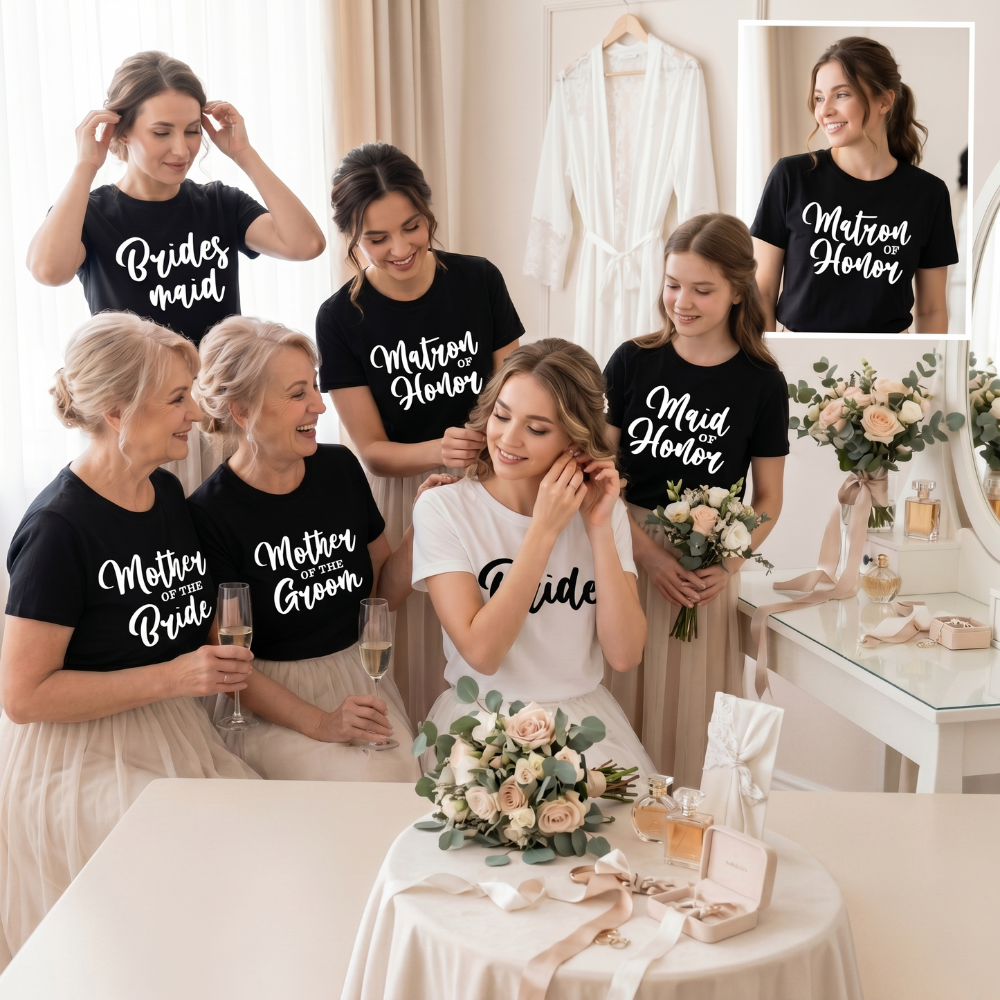 Custom Bridal Party Shirts, Personalized Bride Tee, Minimalist Bridesmaid Gift, Bachelorette Party Group Shirts, Matching Wedding Shirts.