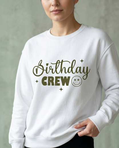 Custom Retro Birthday Crew Hoodie, Groovy Birthday Squad Sweatshirt, Personalized Smiley Face Birthday T-Shirt, Trendy Birthday Party Shirts