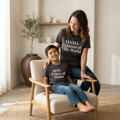 My Pride and My Guide Matching Shirt Set | Mother and Son Outfits | Mama and Me Matching Tees | Dark Heather Grey Mom Son Gift | Set of 2