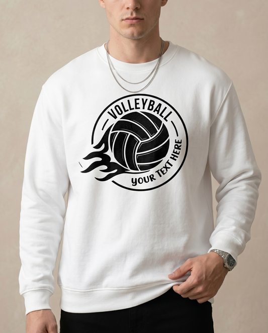 Personalized Volleyball Shirt, Custom Flaming Volleyball Hoodie, Team Sweatshirt, Custom Sports Apparel, Volleyball Mom Gift, Player Gear