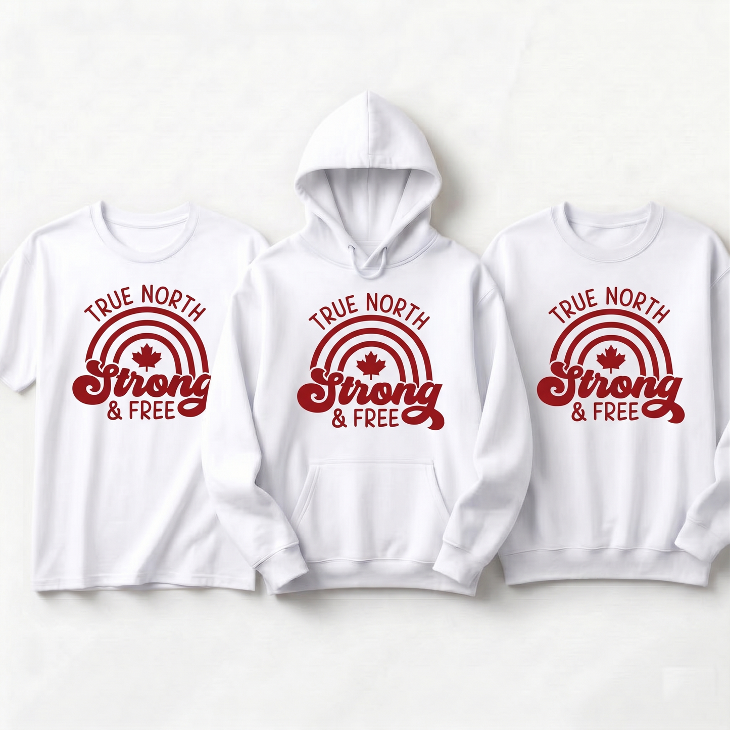 Custom True North Strong and Free Hoodie | Canada Maple Leaf Sweatshirt | Personalized Canadian Pride T-Shirt | Unisex Patriotic Apparel