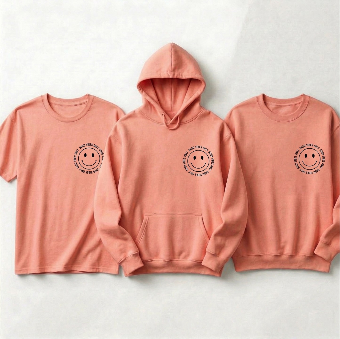 Custom Good Vibes Only Smiley Face Shirt, Retro Aesthetic Hoodie, Personalized Happy Face Sweatshirt, Positivity Gift, Minimalist Tee