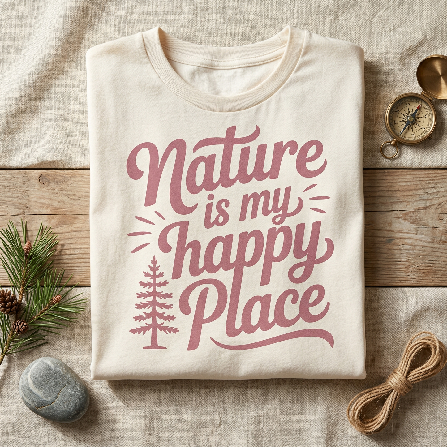 Nature Is My Happy Place Shirt, Personalized Outdoor Tee, Custom Hiking T-Shirt, Adventure Gift for Her, Camping Top, National Park Apparel