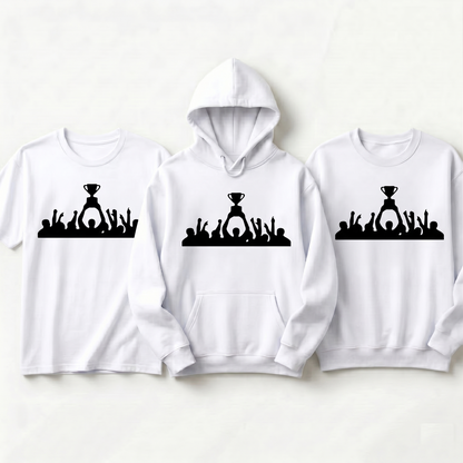 Custom Championship Trophy Hoodie, Personalized Victory Celebration Shirt, Game Day Champion Sweatshirt, Football Soccer Trophy Gear