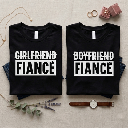 Fiancé Shirt Set, Boyfriend Girlfriend to Fiancé Upgrade Tees, Engagement Announcement Shirts, Personalized Newly Engaged Gift, Matching Couple Outfits, Wedding Proposal Gift Set