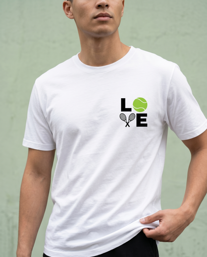 Custom Tennis LOVE Sweatshirt, Minimalist Tennis Ball Hoodie, Personalized T-Shirt, Tennis Team Apparel, Cute Tennis Gift for Her or Him