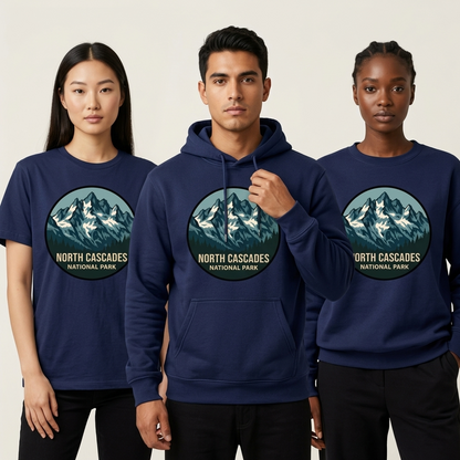 North Cascades National Park Shirt, Retro Mountain Hoodie, Custom Washington State Vacation Sweatshirt, Minimalist Hiking Gift