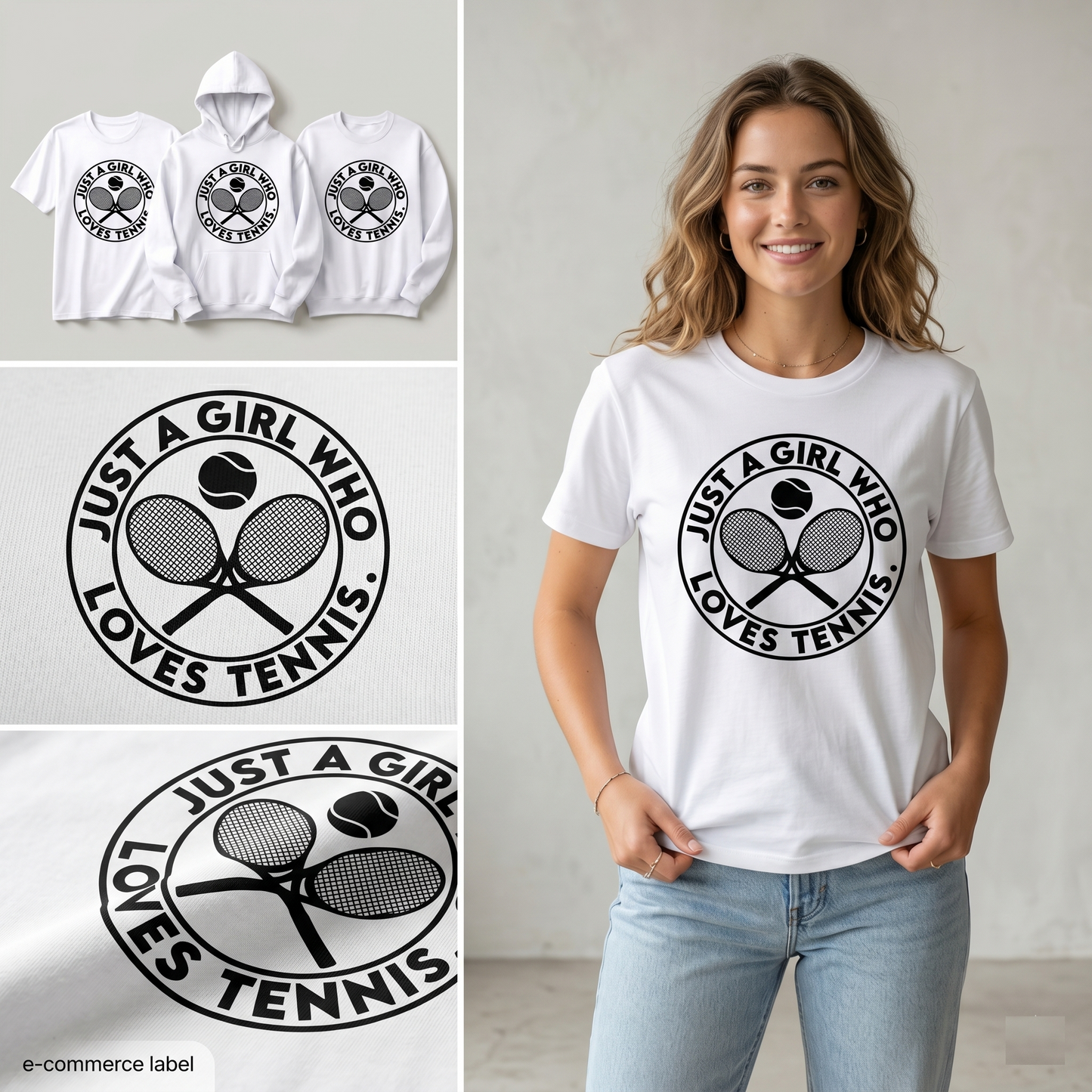 Custom Just a Girl Who Loves Tennis Shirt, Personalized Tennis Girl Hoodie, Tennis Lover Gift for Her, Tennis Mom Sweatshirt