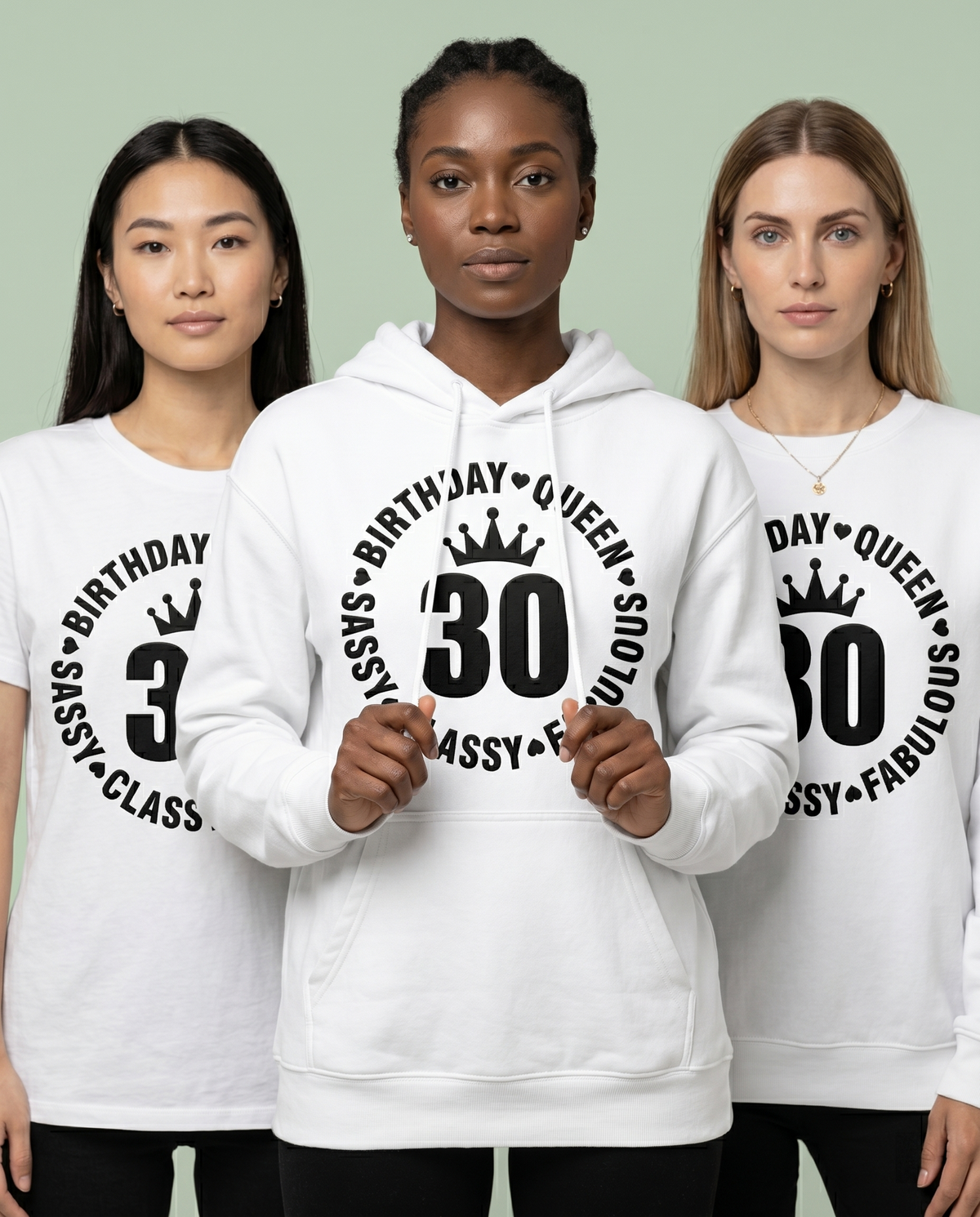 Custom 30th Birthday Queen Shirt, Sassy Classy Fabulous Hoodie, Personalized Milestone Birthday Sweatshirt, Custom Age Gift For Her