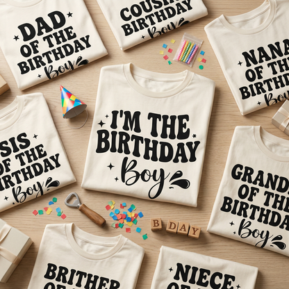 Custom Birthday Boy Family Shirts, Retro Matching Birthday Crew Tees, Personalized Birthday Party Outfits, Groovy Birthday Boy Shirt