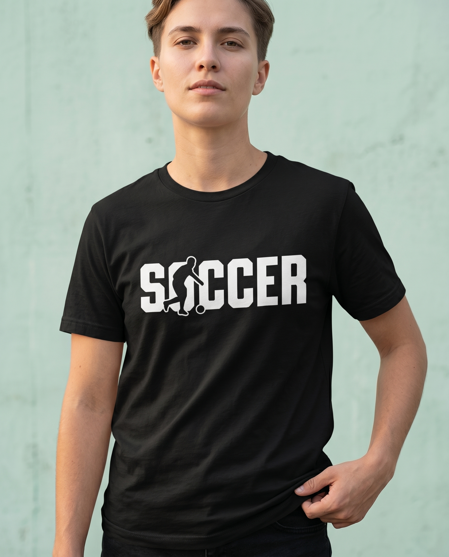 Custom Soccer Shirt with Player Silhouette, Personalized Soccer Team Hoodie, College Style Soccer Sweatshirt, Custom Text Football Fan Gift