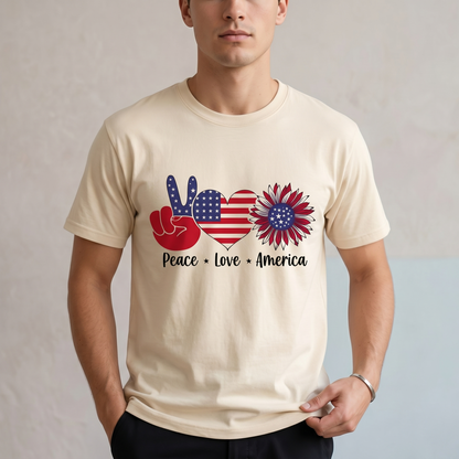Custom Peace Love America Shirt, Retro Patriotic 4th of July Hoodie, Personalized Independence Day Sweatshirt