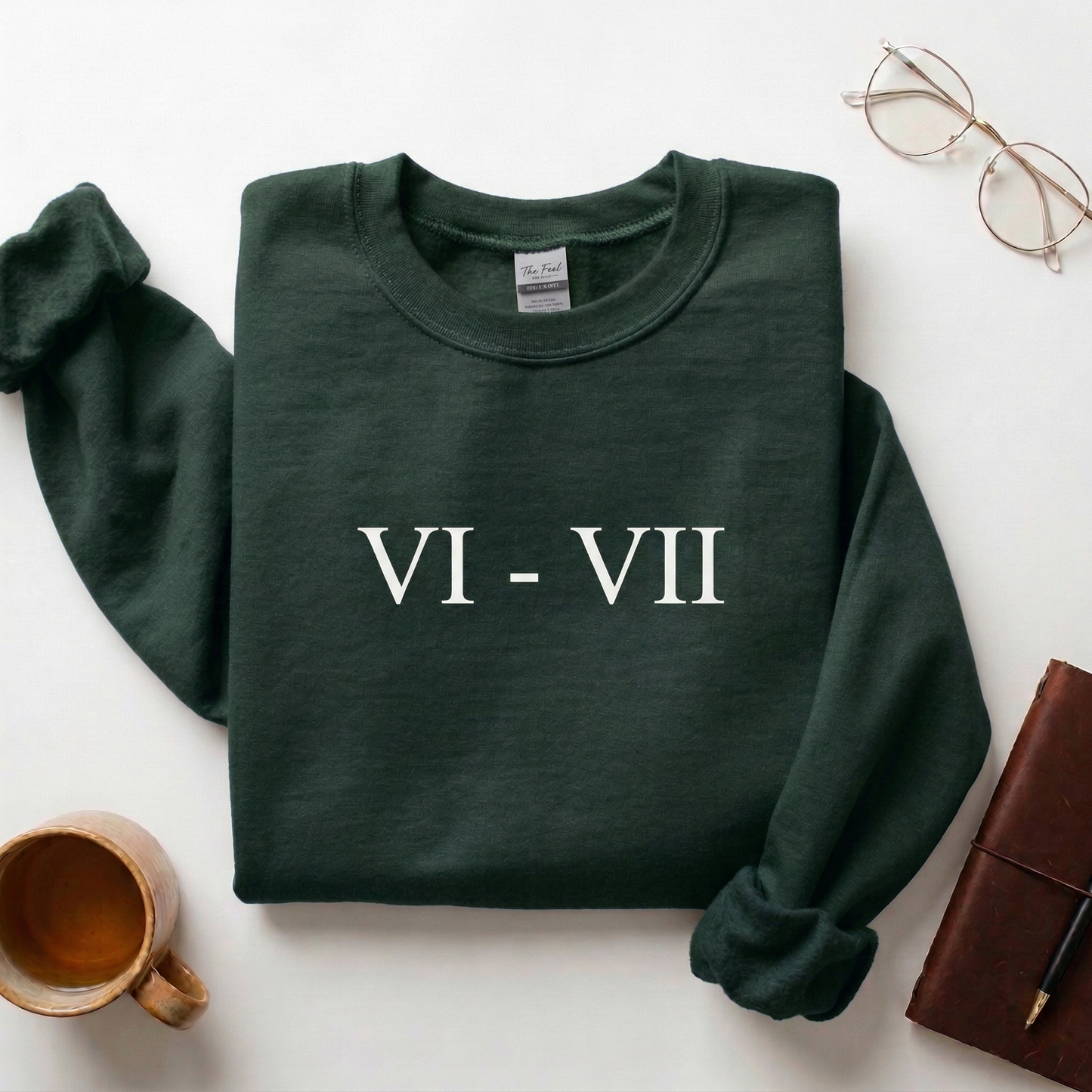 Minimalist Roman Numeral VI - VII Crewneck Sweatshirt, Anniversary Date Sweater