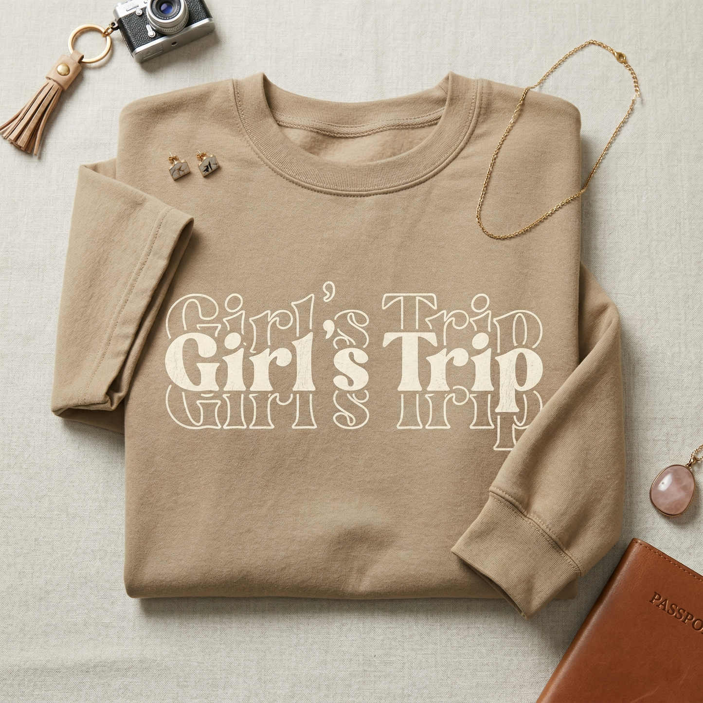 Custom Girl's Trip Shirt, Retro Bachelorette Party Tee, Personalized Weekend Getaway Shirt, 70s Style Group Travel Top