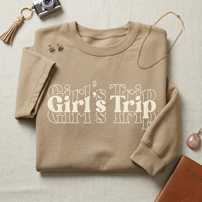 Custom Girl's Trip Shirt, Retro Bachelorette Party Tee, Personalized Weekend Getaway Shirt, 70s Style Group Travel Top