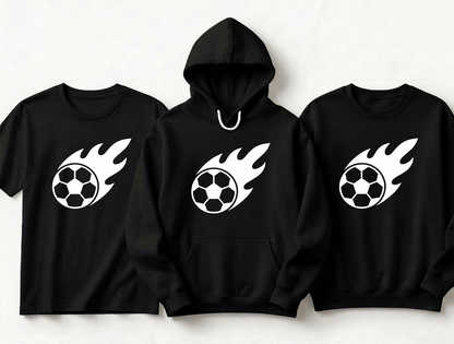 Custom Flaming Soccer Ball Shirt, Personalized Soccer Team Hoodie, Soccer Ball Sweatshirt, Soccer Player Gift, Customized Sports Apparel