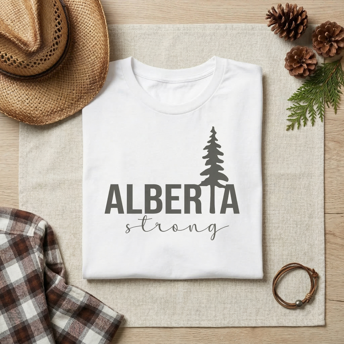 Alberta Strong T-Shirt | Alberta Canada Pine Tree Graphic Tee | Minimalist Alberta Souvenir | Rocky Mountains Nature Shirt | Local Pride Unisex Top