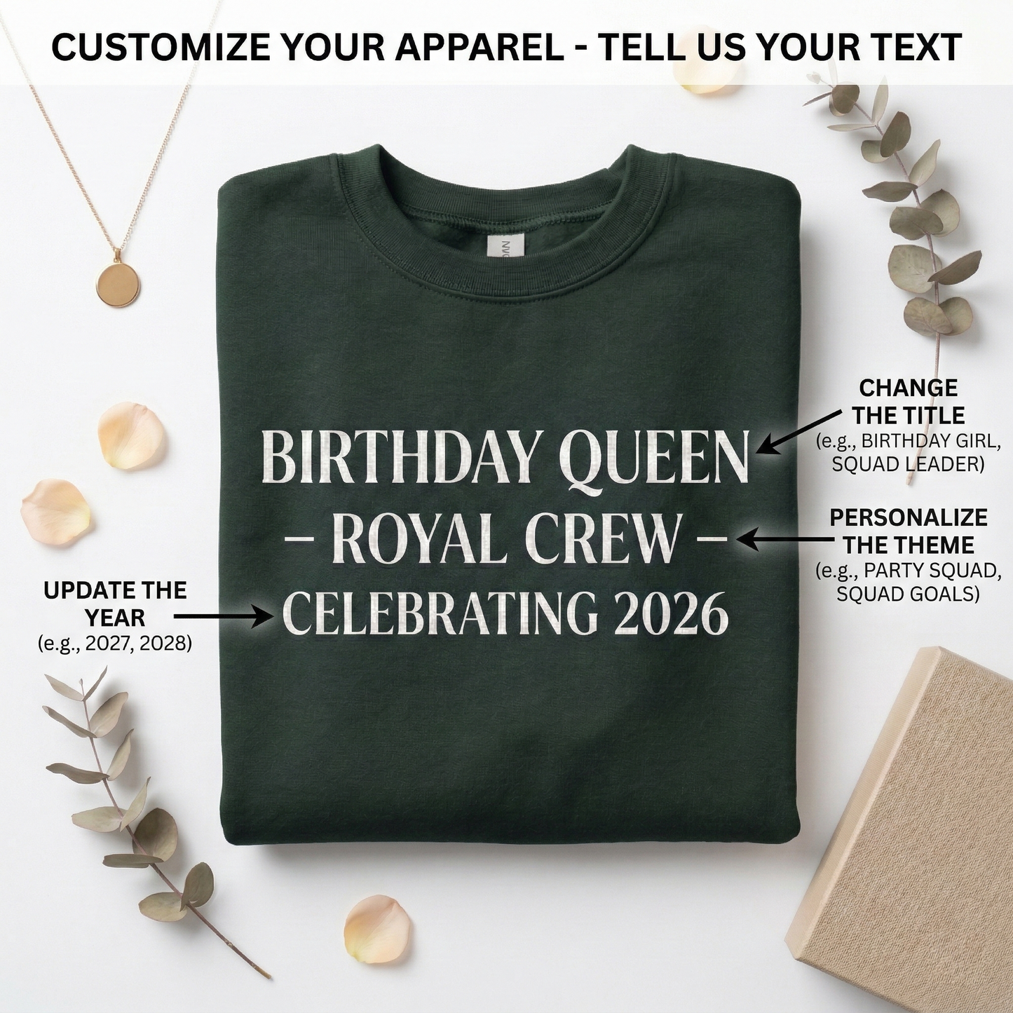 Custom Birthday Queen Sweatshirt, Royal Crew Party Shirt, Personalized Year Birthday Gift