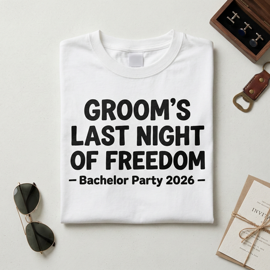 Custom Bachelor Party Shirts, Groom's Last Night of Freedom T-Shirt, Personalized Groomsmen Gift, Custom Wedding Party Apparel,