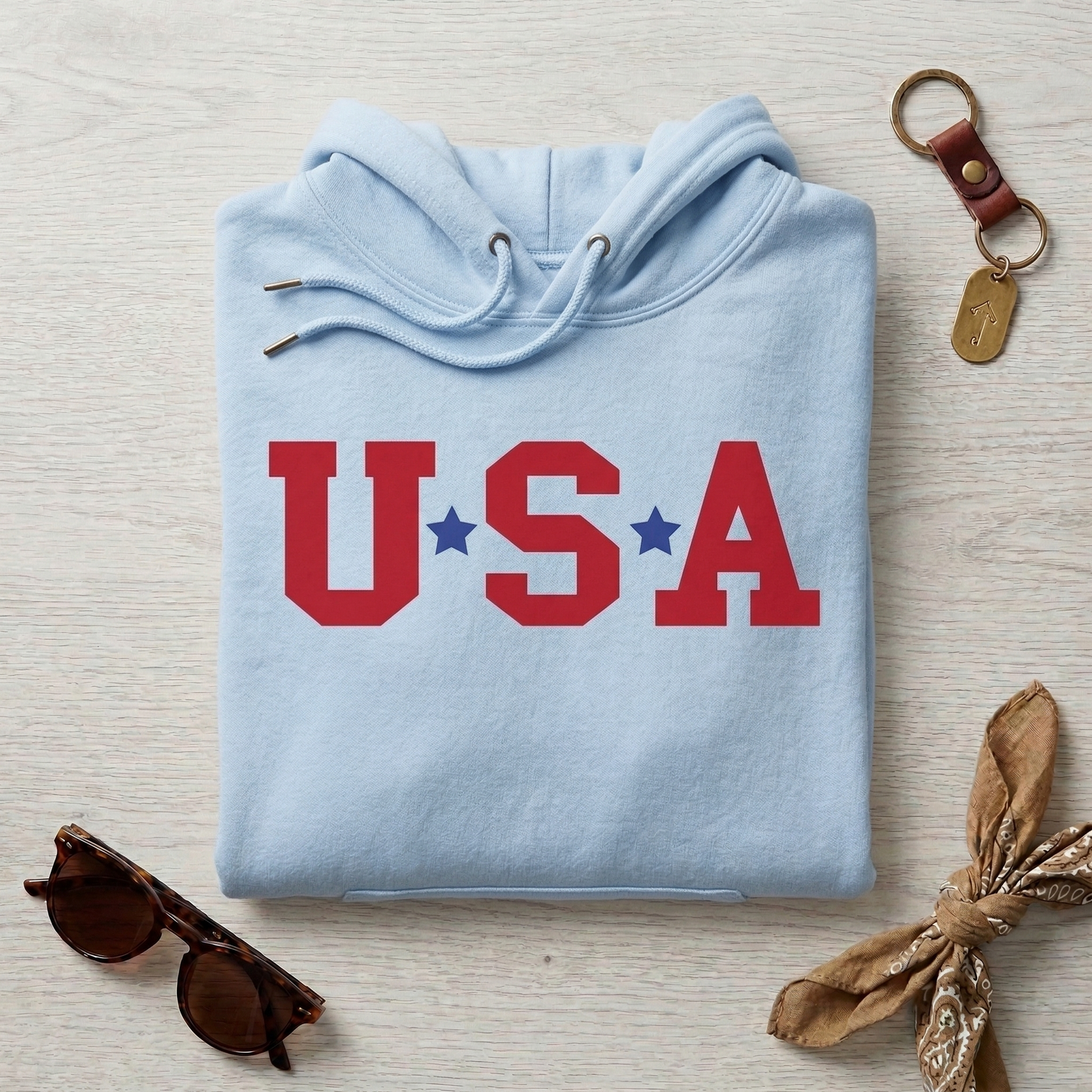 USA Varsity Hoodie, Red White and Blue Star Sweatshirt, Collegiate Style Patriotic Top, 4th of July Unisex Apparel, Custom USA Team Shirt, Vintage Aesthetic Star Hoodie, Memorial Day Gift