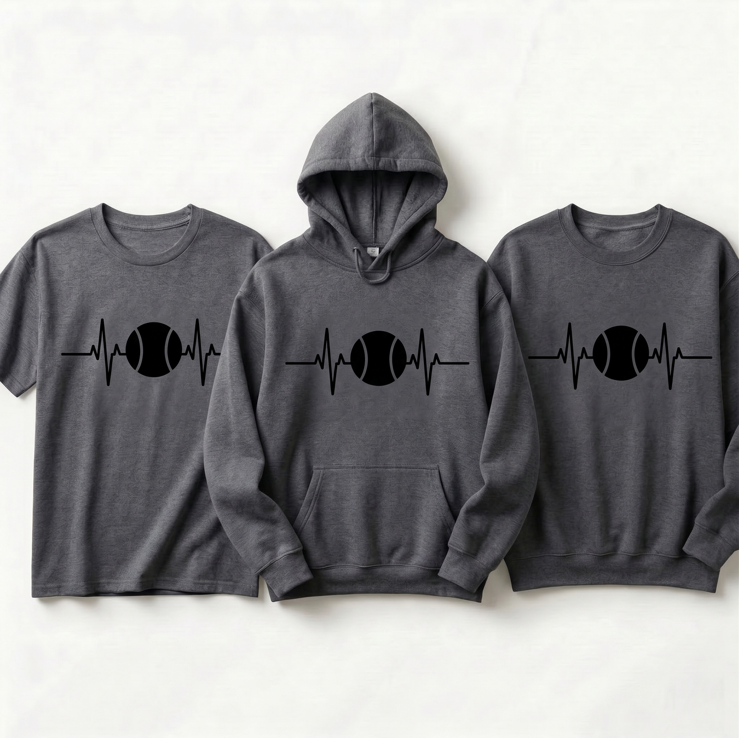 Custom Tennis Heartbeat Hoodie, Personalized Tennis Player Gift, Tennis Life Sweatshirt, Tennis Coach Gift, Matching Tennis Team Apparel