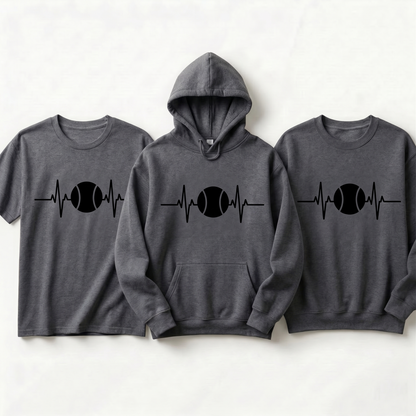 Custom Tennis Heartbeat Hoodie, Personalized Tennis Player Gift, Tennis Life Sweatshirt, Tennis Coach Gift, Matching Tennis Team Apparel