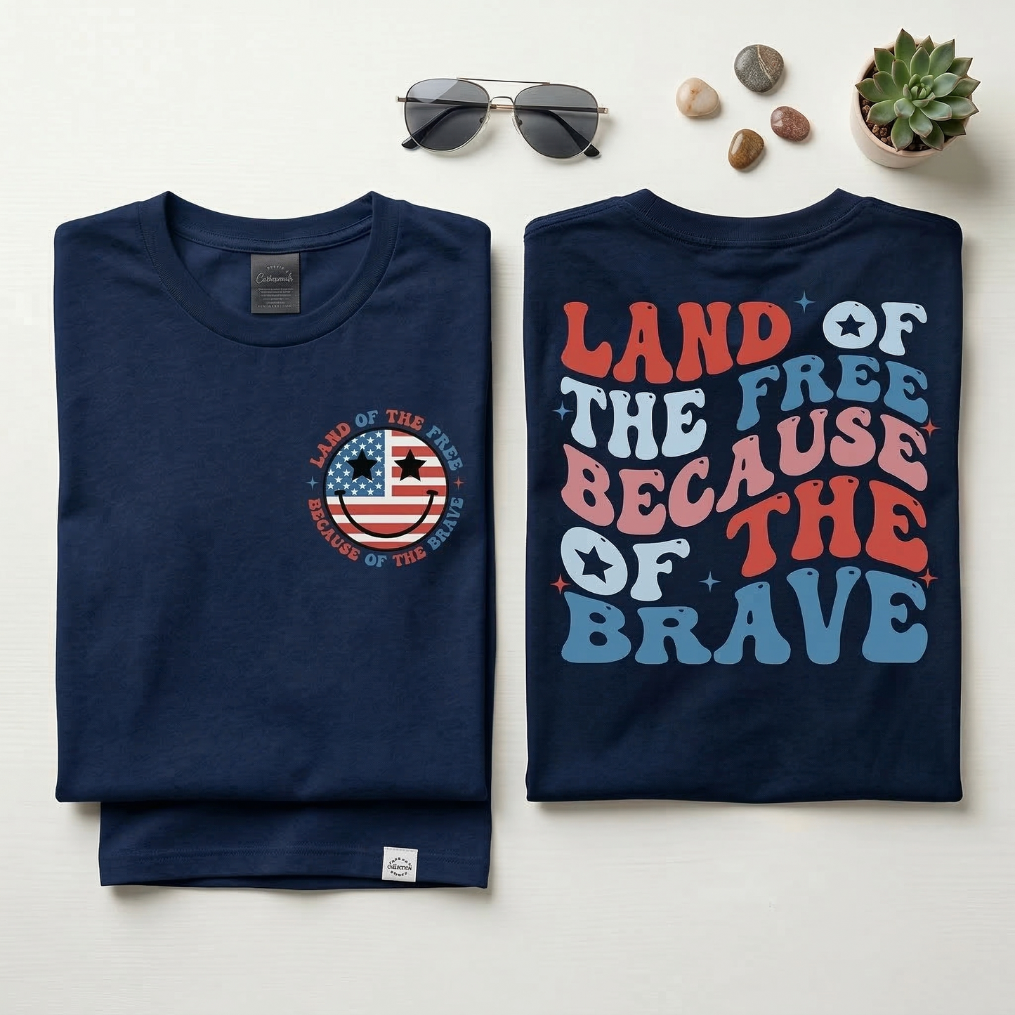 Retro Land of the Free Hoodie, Wavy Patriotic Sweatshirt, Vintage USA Smiley Face Hoodie, Fourth of July Stars and Stripes Pullover, Red White and Blue Trendy Hoodie